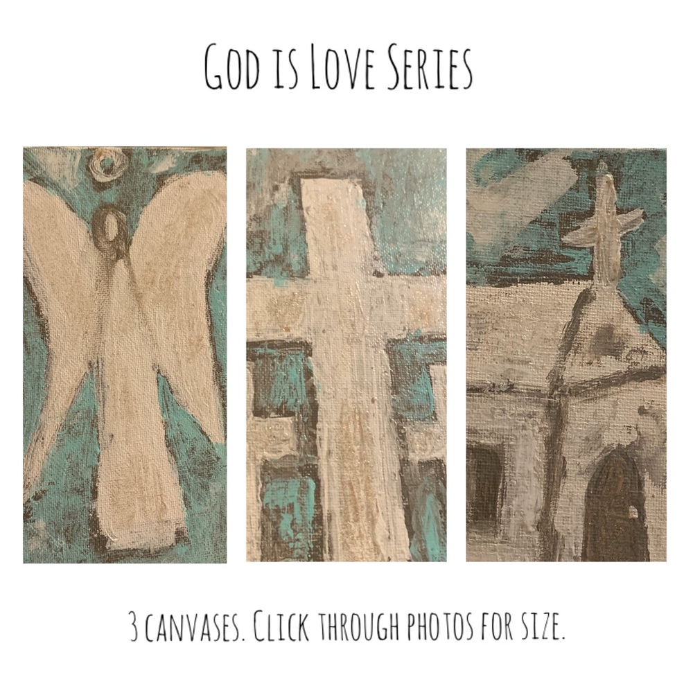 3 piece canvas set. “God is Love” series.